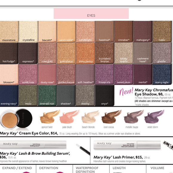 Mary Eyeshadow Color Chart